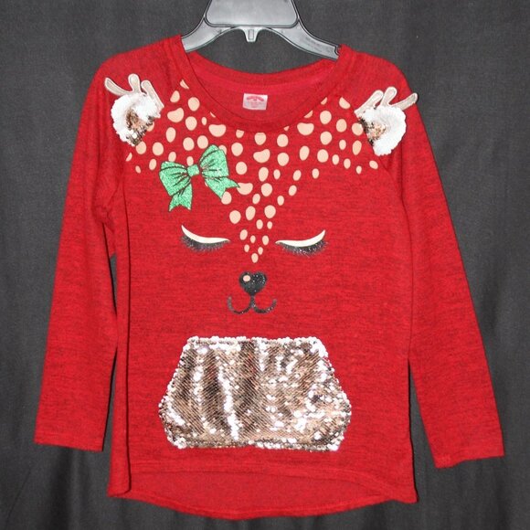 Holiday Time Reindeer Child's Red Top - Picture 2 of 12